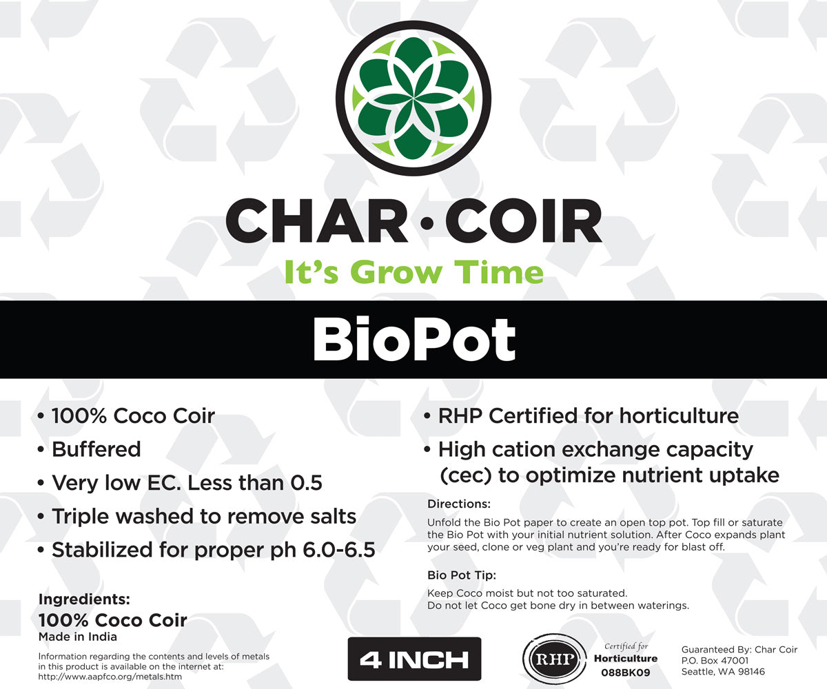 Char Coir Char Coir BioPot, 4 inch