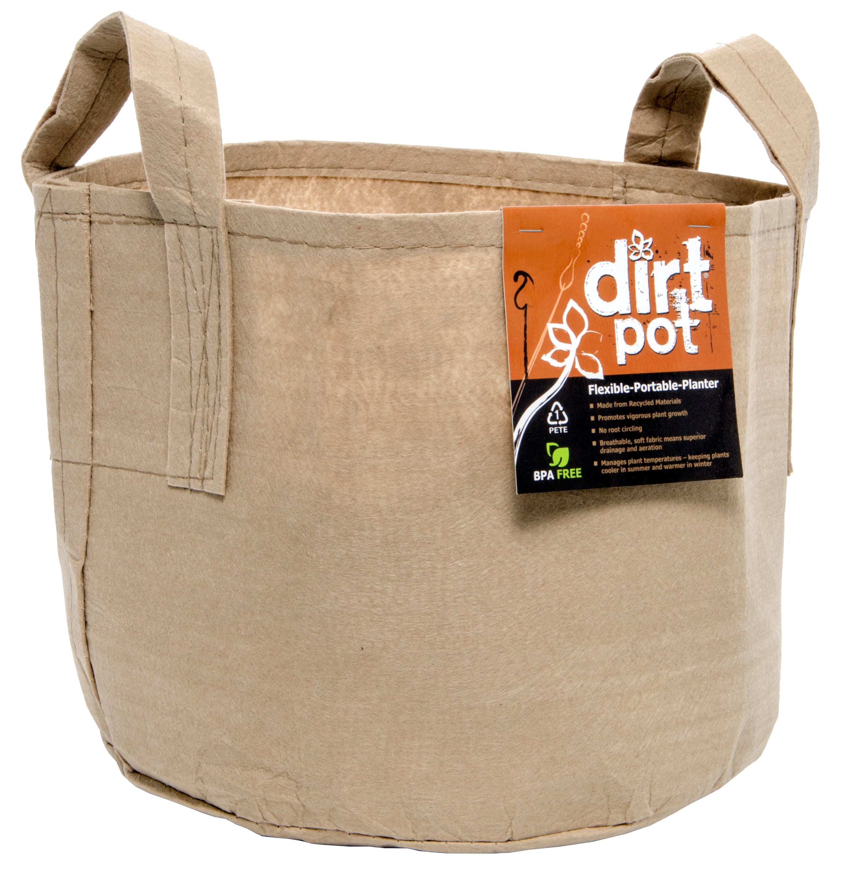 Dirt Pot Dirt Pot Tan 15 Gal w/Handle (10/pk) (40/cs)