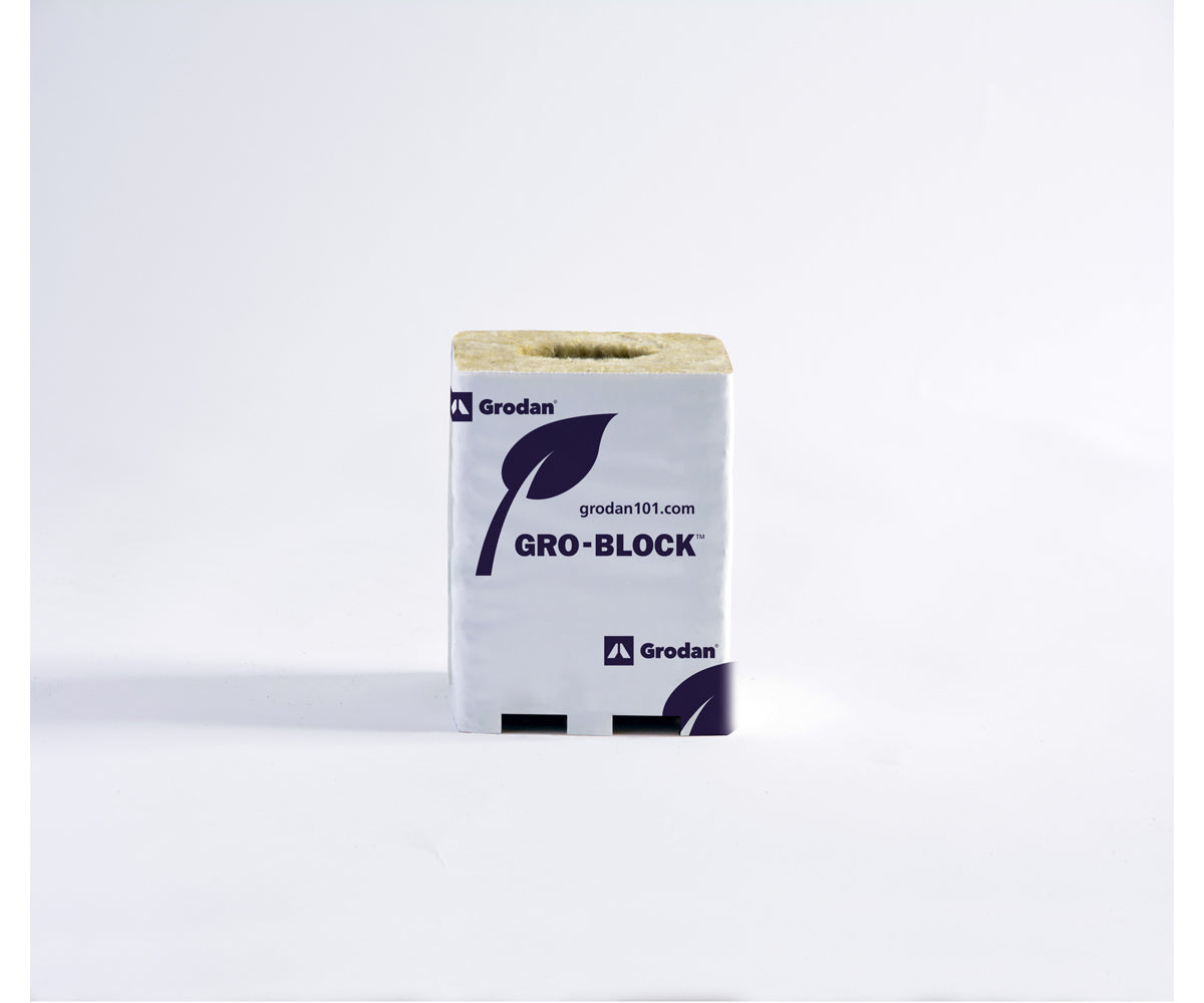 Grodan Gro Block Improved Large 3"GR5,6 w/ hole 3"x3"x4" Shrink/Str