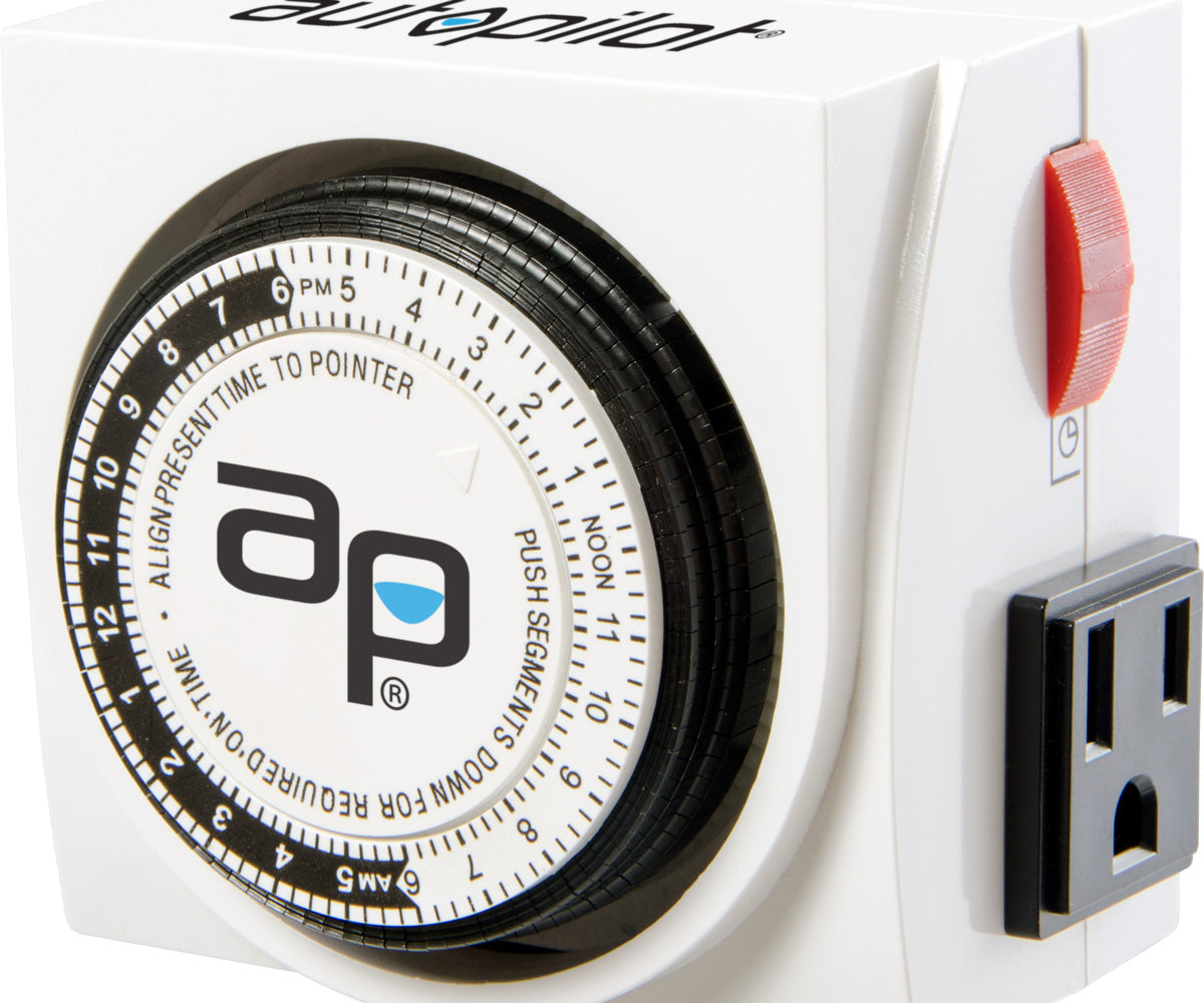 Autopilot AP Dual-Outlet Analog Timer, 1875W, 15A, 15Mins On/Off, 24Hr