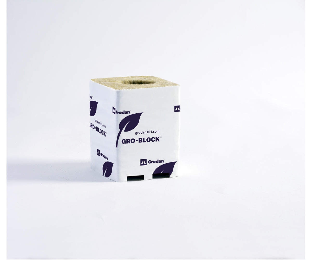 Grodan Gro Block Improved Large 3"GR5,6 w/ hole 3"x3"x4" Shrink/Str