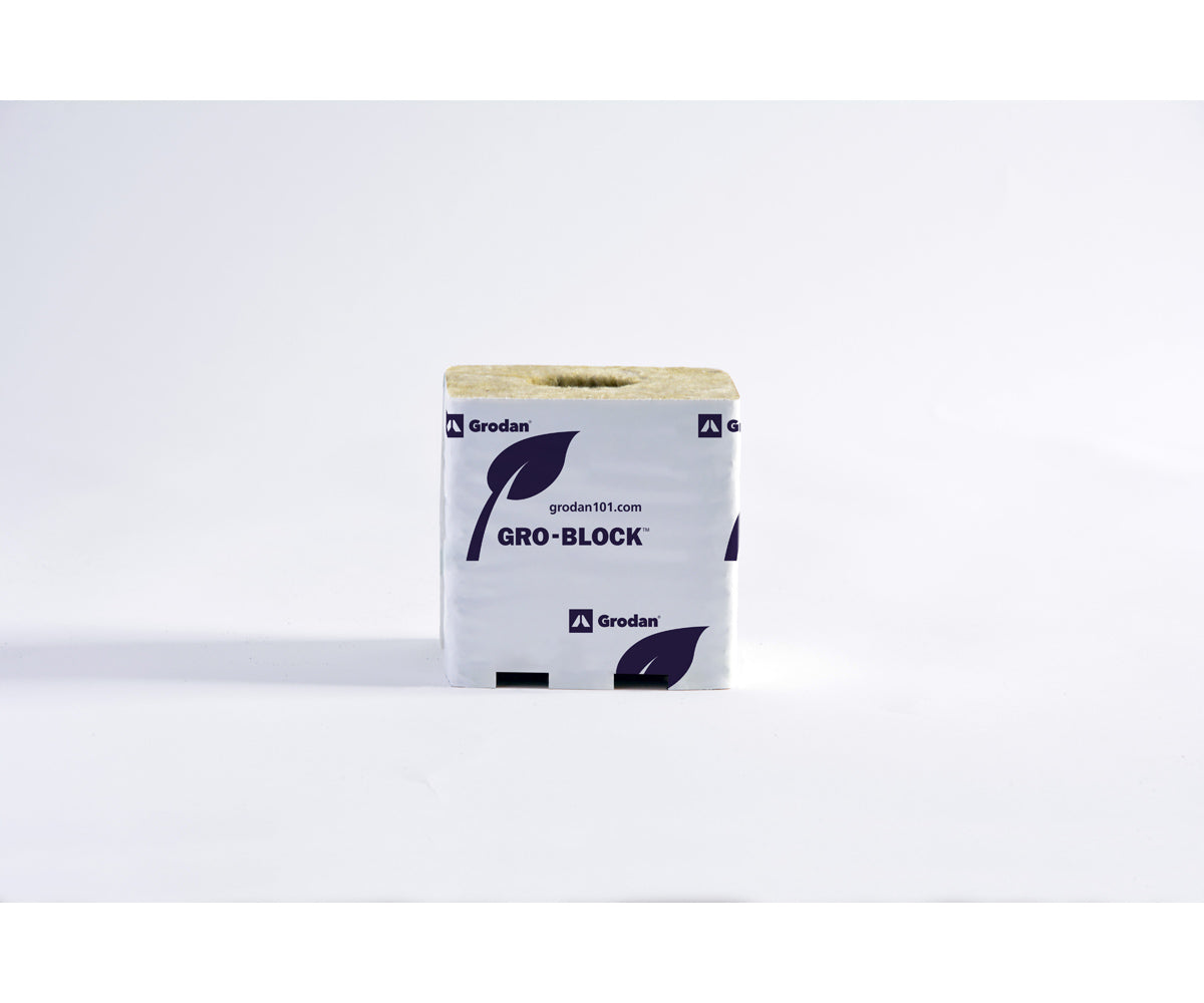 Grodan Gro Block Improved GR10 Large 4" w/Hole 4" x 4" x 4" Strip, (case of 144 blocks)