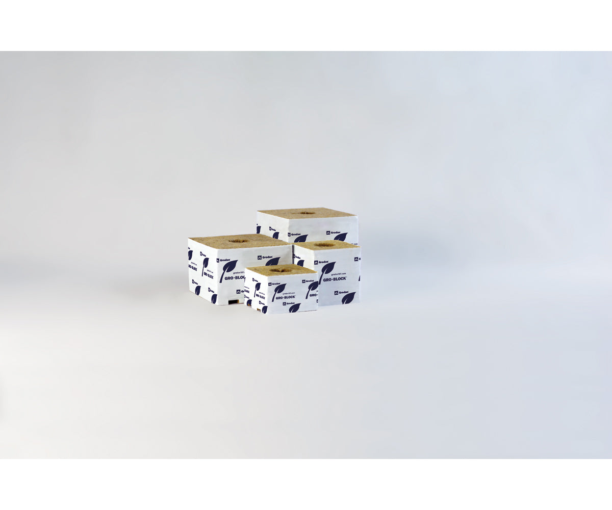 Grodan Gro Block Improved Large 4"GR10 w/ hole 4"x4"4" Shrink/Strip