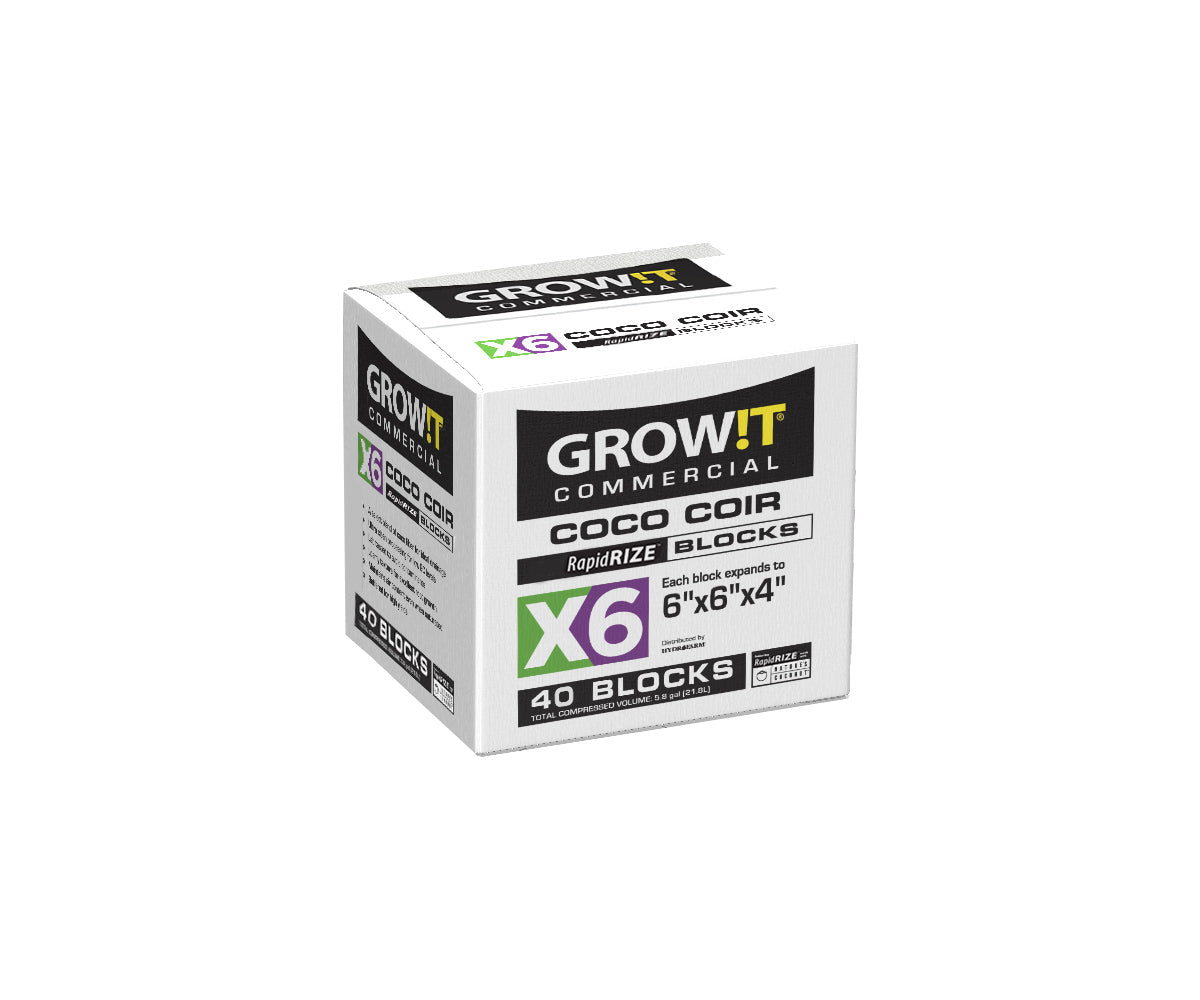 GROW!T Commercial Coco, RapidRIZE Block 6"x6"x4" case of 40