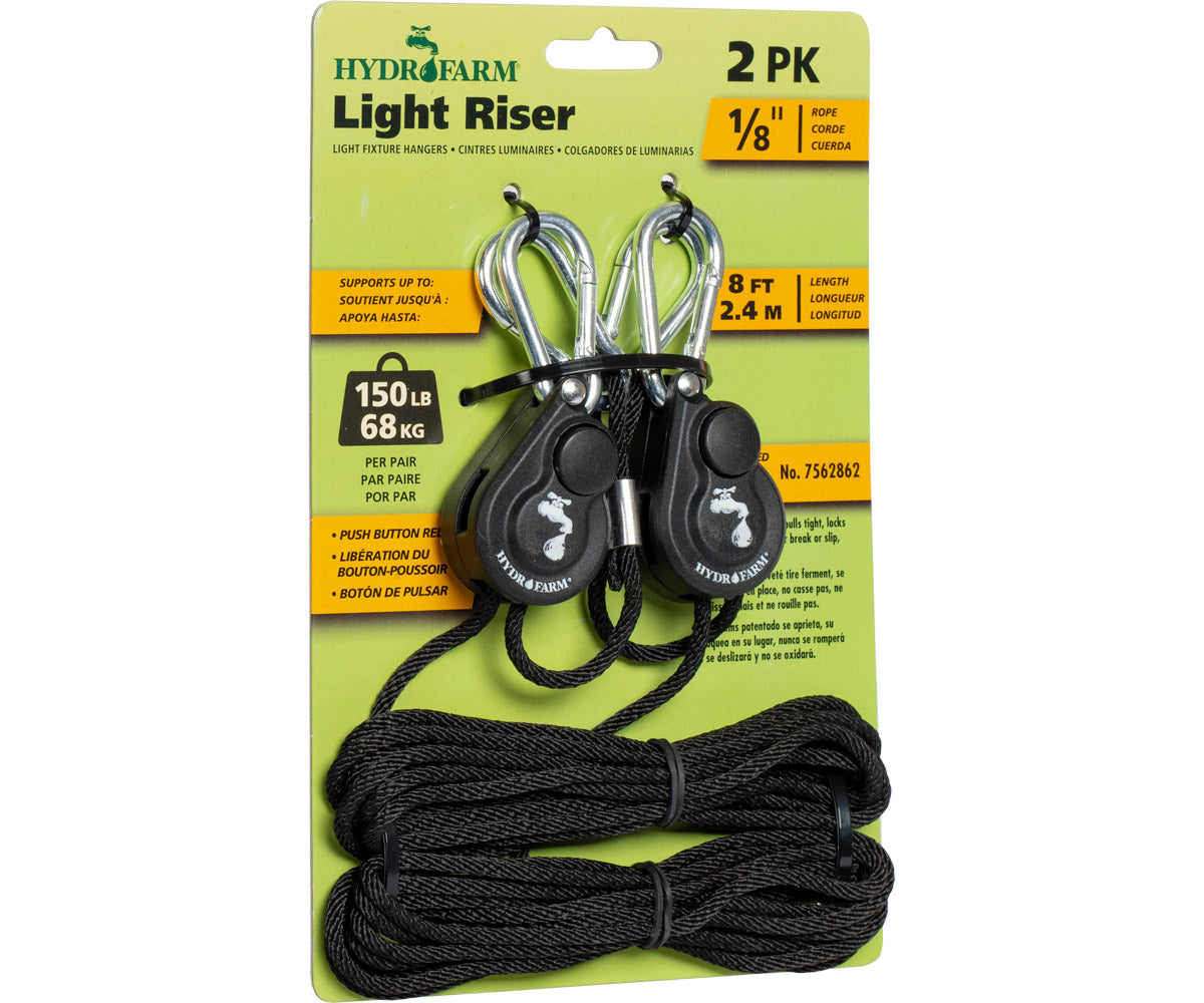 Hydrofarm 1/8" Light Riser Hanging Sys w/Push Button Release (2/pk)