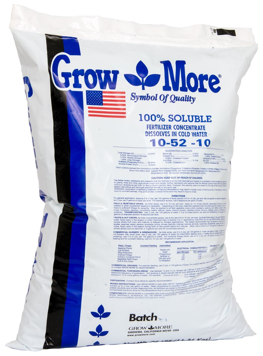 Grow More Water Soluble 10-52-10 25lb