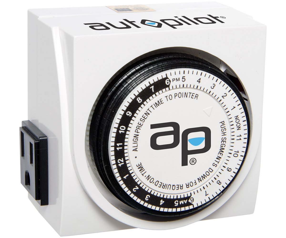 Autopilot AP Dual-Outlet Analog Timer, 1875W, 15A, 15Mins On/Off, 24Hr