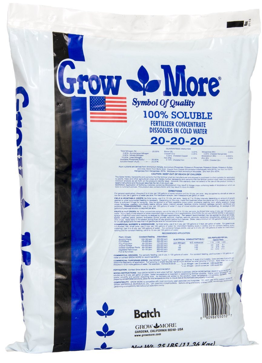 Grow More Water Soluble 20-20-20 25lb