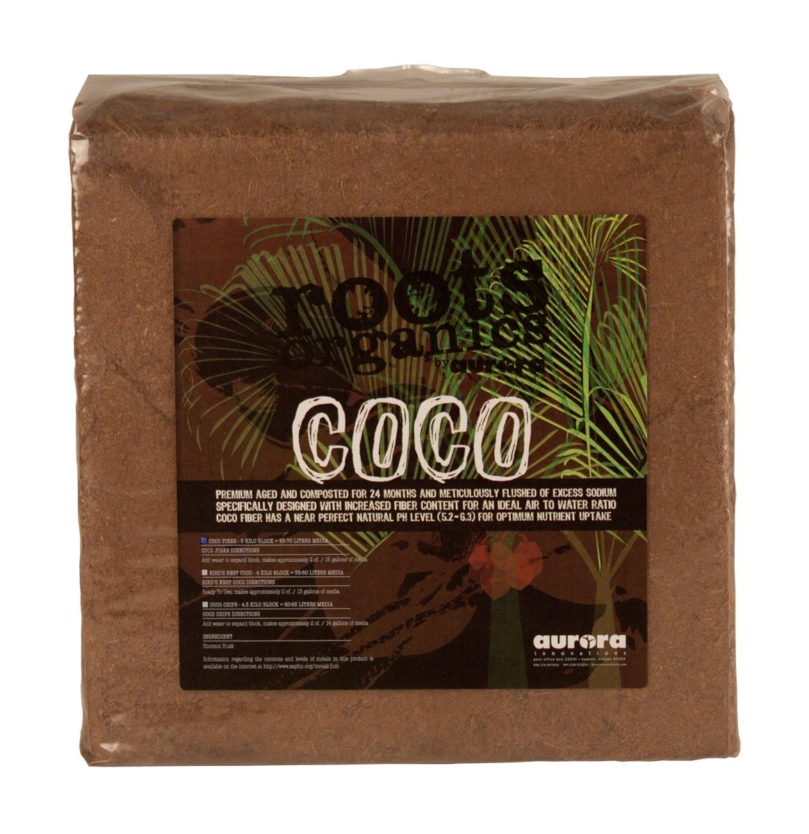 Roots Organics Coco Fiber 12"x12" Block